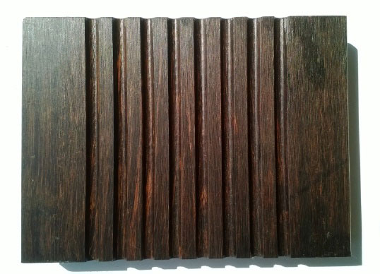 桃花江戶外竹地板正面,大溝槽紋理